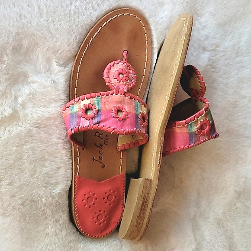 Jack Roger's Krya In Madres Handmade Pink Floral Limited Edition Thong Sandals